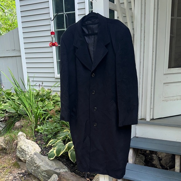 Roberto Regio Men's Black Single-Breasted Wool Overcoat size XXL - Picture 1 of 11